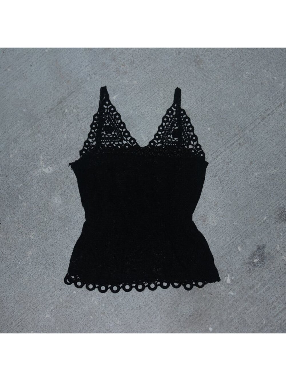 Unbranded Black Lace Eyelet Knit Cami Tank Top Medium